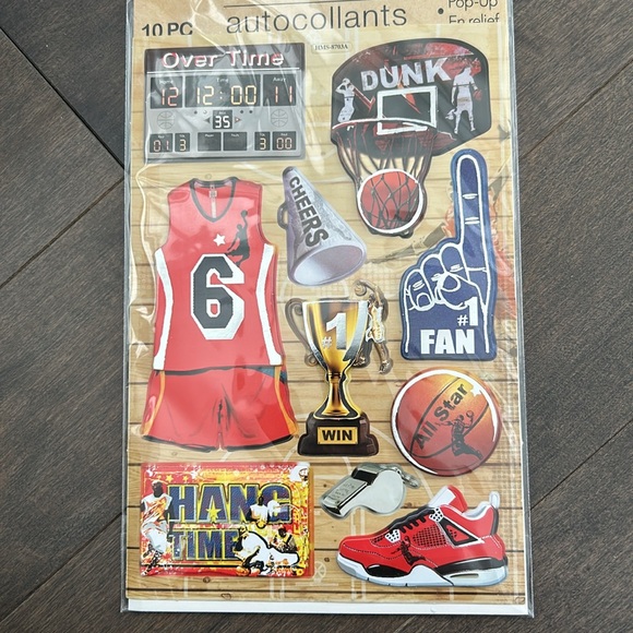 Sports Basketball 3D Foil Stickers, Planner Paper Crafts Scrapbook Design Colour - Picture 2 of 6